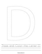 Trace and Color the Letter D Handwriting Sheet