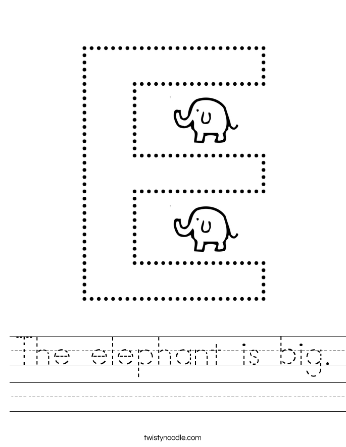 The elephant is big. Worksheet