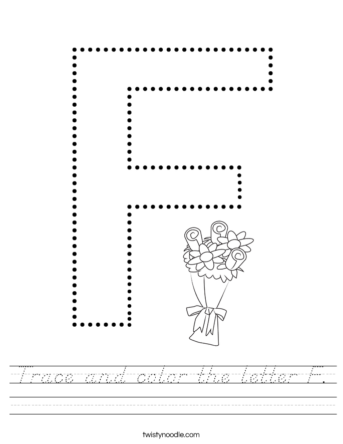 Trace and color the letter F. Worksheet