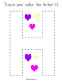 Trace and color the letter H Coloring Page