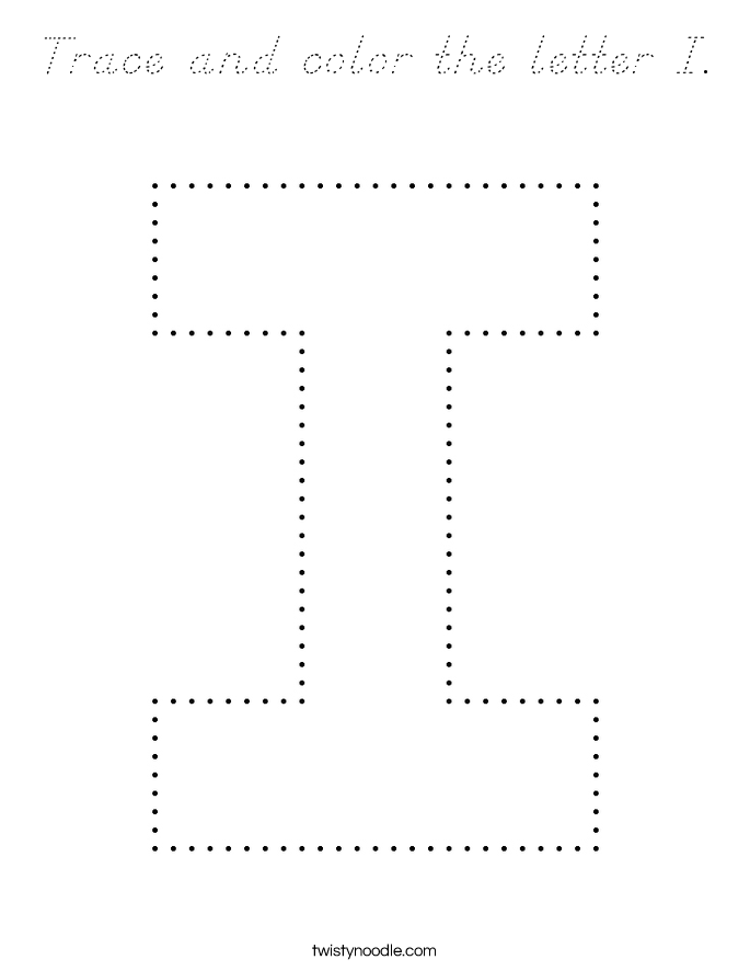 Trace and color the letter I Coloring Page - D'Nealian - Twisty Noodle