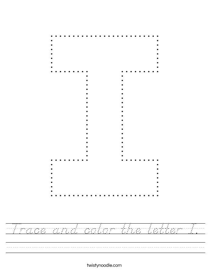 Trace and color the letter I. Worksheet