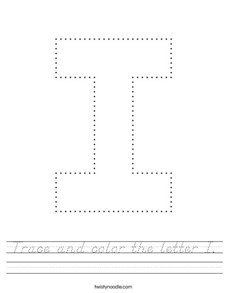 Trace and color the letter I. Worksheet