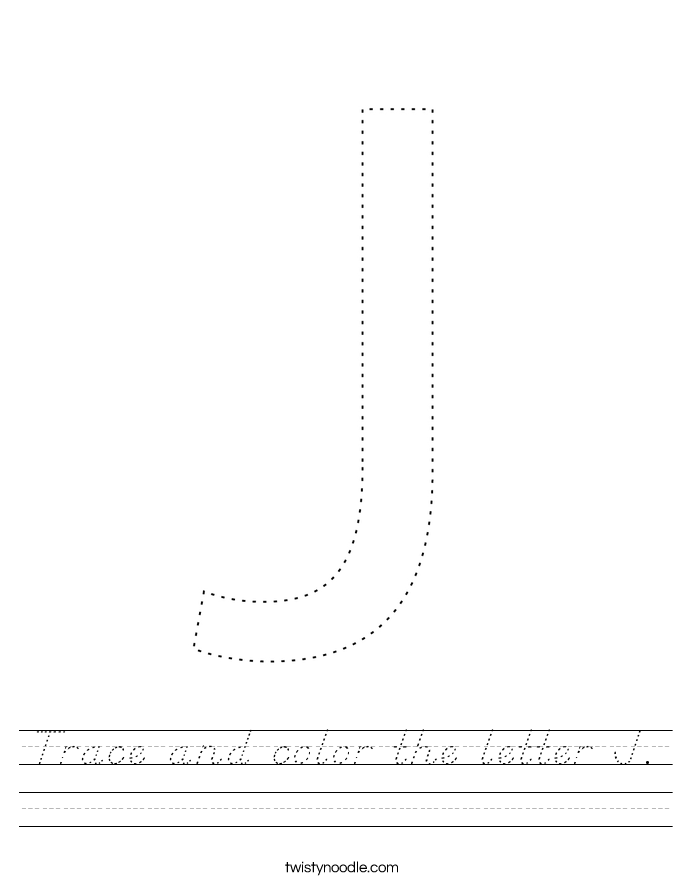 Trace and color the letter J. Worksheet