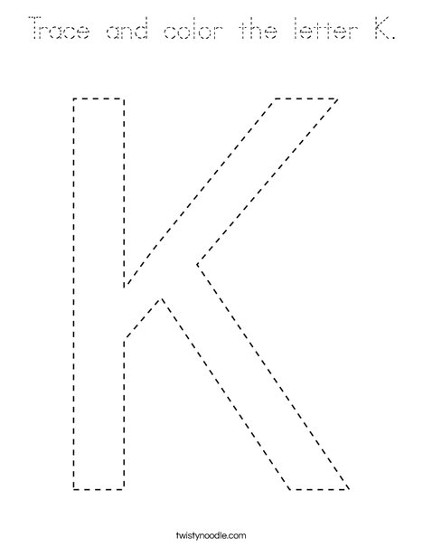Trace and color the letter k. Coloring Page
