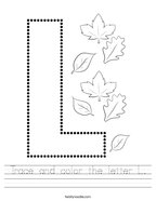 Trace and color the letter L Handwriting Sheet