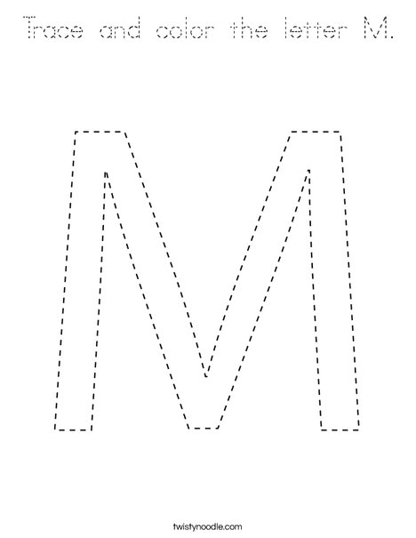 Trace and color the letter M. Coloring Page