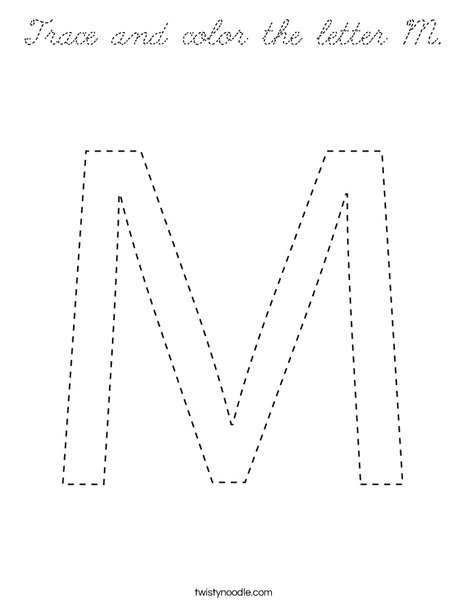 Trace and color the letter M. Coloring Page