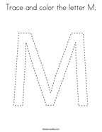 Trace and color the letter M Coloring Page