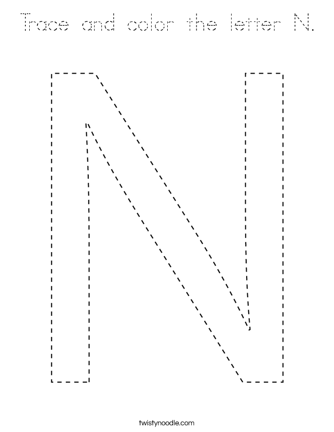Trace and color the letter N. Coloring Page