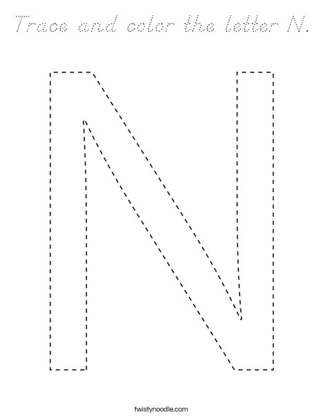 Trace and color the letter N. Coloring Page