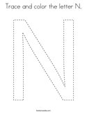 Trace and color the letter N Coloring Page