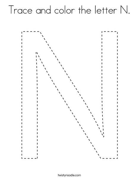 Trace and color the letter N. Coloring Page