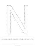 Trace and color the letter N. Worksheet