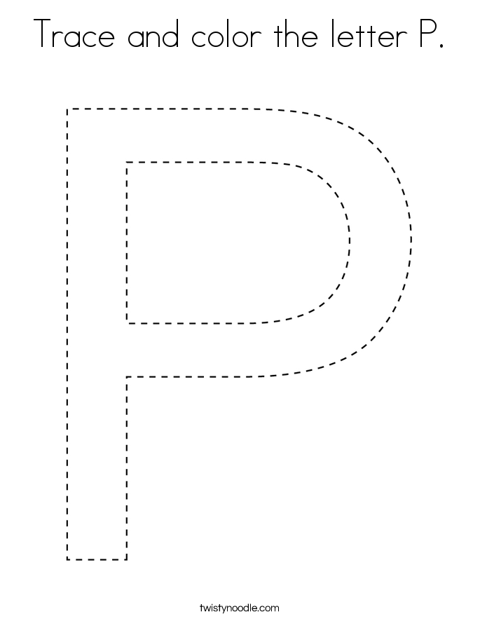 Trace and color the letter P Coloring Page - Twisty Noodle