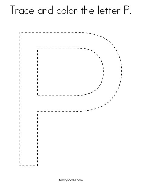 trace and color the letter p coloring page twisty noodle