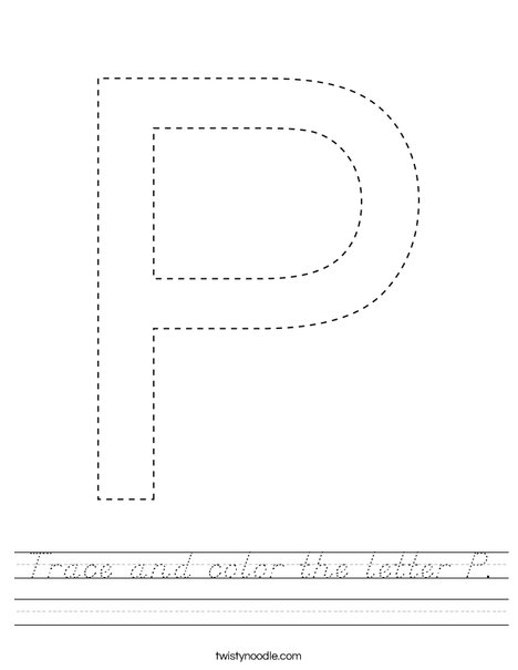 Trace and color the letter P. Worksheet
