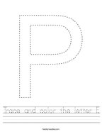 Trace and color the letter P Handwriting Sheet