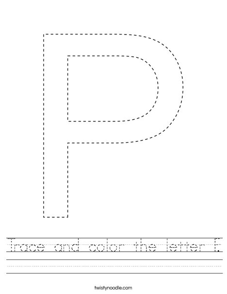 Trace and color the letter P. Worksheet