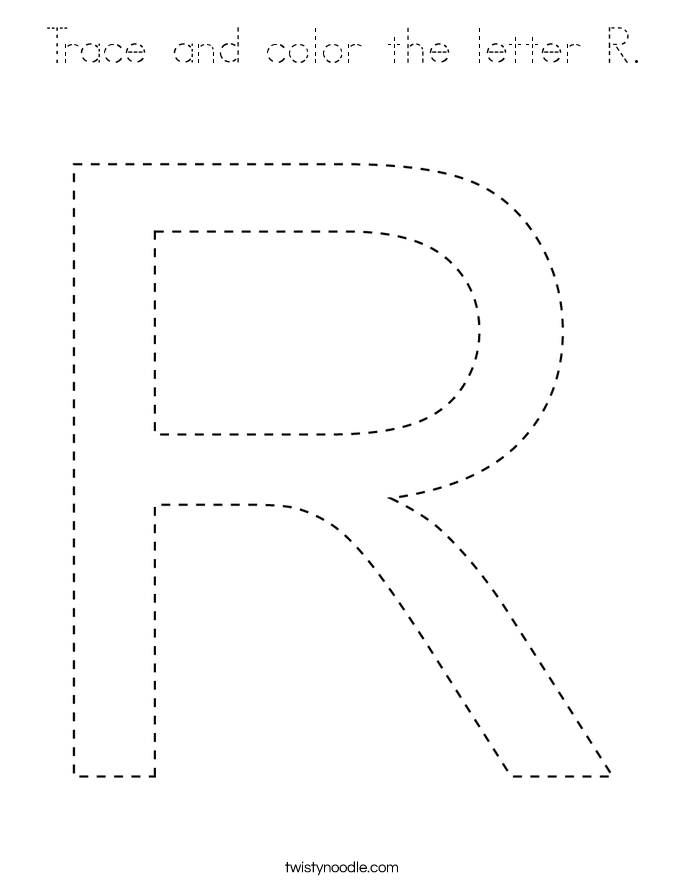 trace and color the letter r coloring page tracing twisty noodle