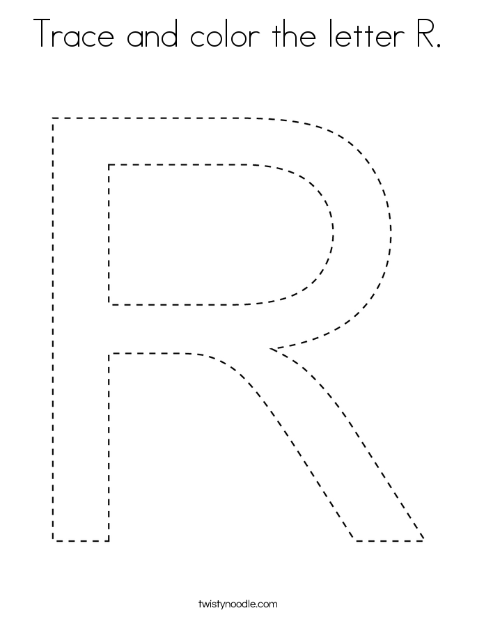 Trace and color the letter R Coloring Page - Twisty Noodle