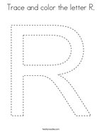 Trace and color the letter R Coloring Page
