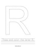 Trace and color the letter R. Worksheet