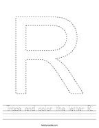 Trace and color the letter R Handwriting Sheet