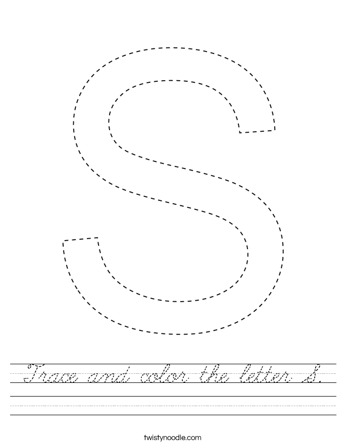 Trace and color the letter S. Worksheet