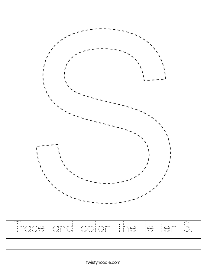 trace and color the letter s worksheet twisty noodle