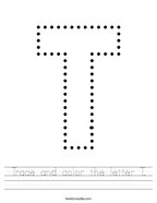 Trace and color the letter T Handwriting Sheet