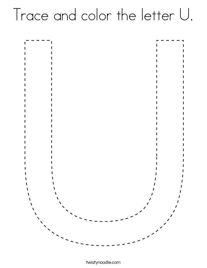 trace and color the letter u coloring page twisty noodle