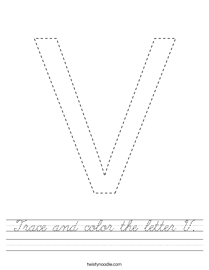 Trace and color the letter V. Worksheet