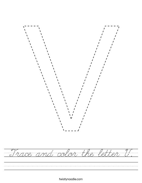 Trace and color the letter V. Worksheet