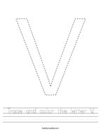 Trace and color the letter V Handwriting Sheet