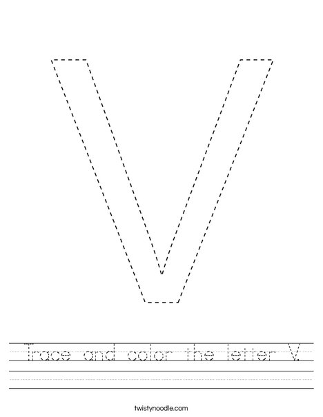 trace and color the letter v worksheet twisty noodle