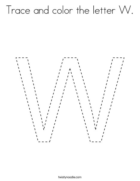 Trace and color the letter W Coloring Page - Twisty Noodle Trace And Color The Letter W Coloring Page - Twisty Noodle