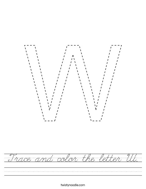 Trace and color the letter W. Worksheet