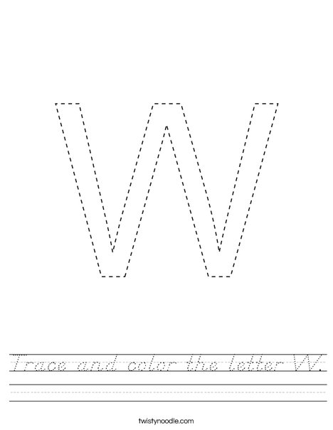 Trace and color the letter W. Worksheet