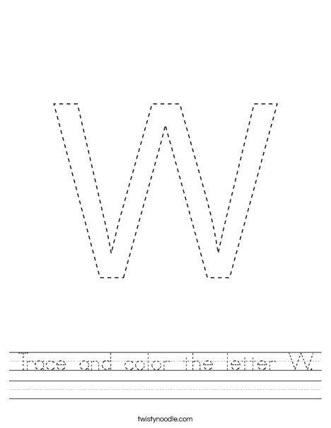 Trace and color the letter W. Worksheet