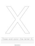 Trace and color the letter X. Worksheet