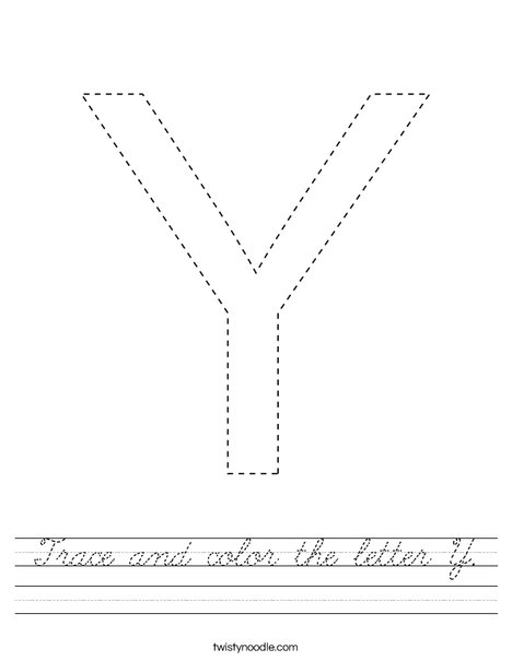 Trace and color the letter Y. Worksheet