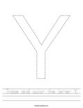 Trace and color the letter Y. Worksheet