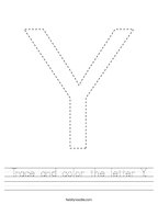 Trace and color the letter Y Handwriting Sheet