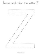 Trace and color the letter Z Coloring Page