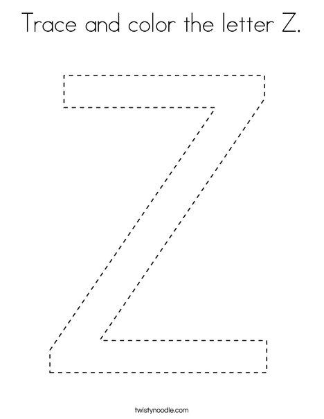 Trace And Color The Letter Z Coloring Page - Twisty Noodle