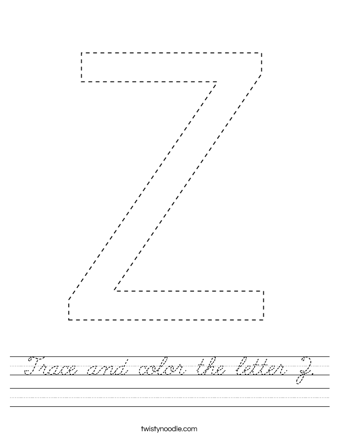 Trace and color the letter Z. Worksheet