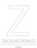 Trace and color the letter Z. Worksheet