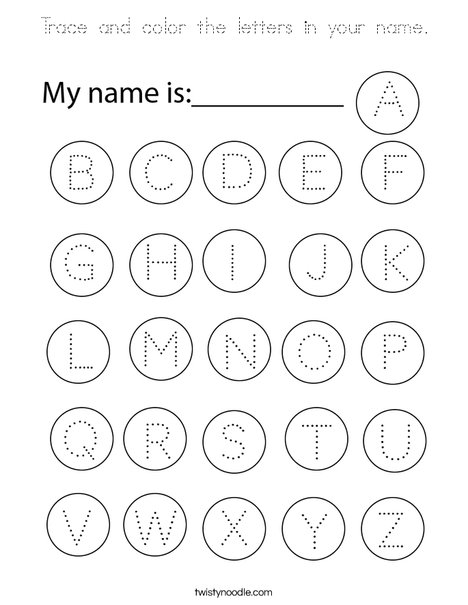 Trace and color the letters in your name. Coloring Page