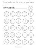 Trace and color the letters in your name Coloring Page